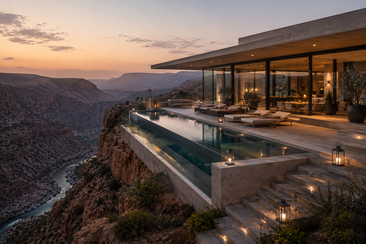 Marrakech villas on the Fez Road — dramatic countryside estates