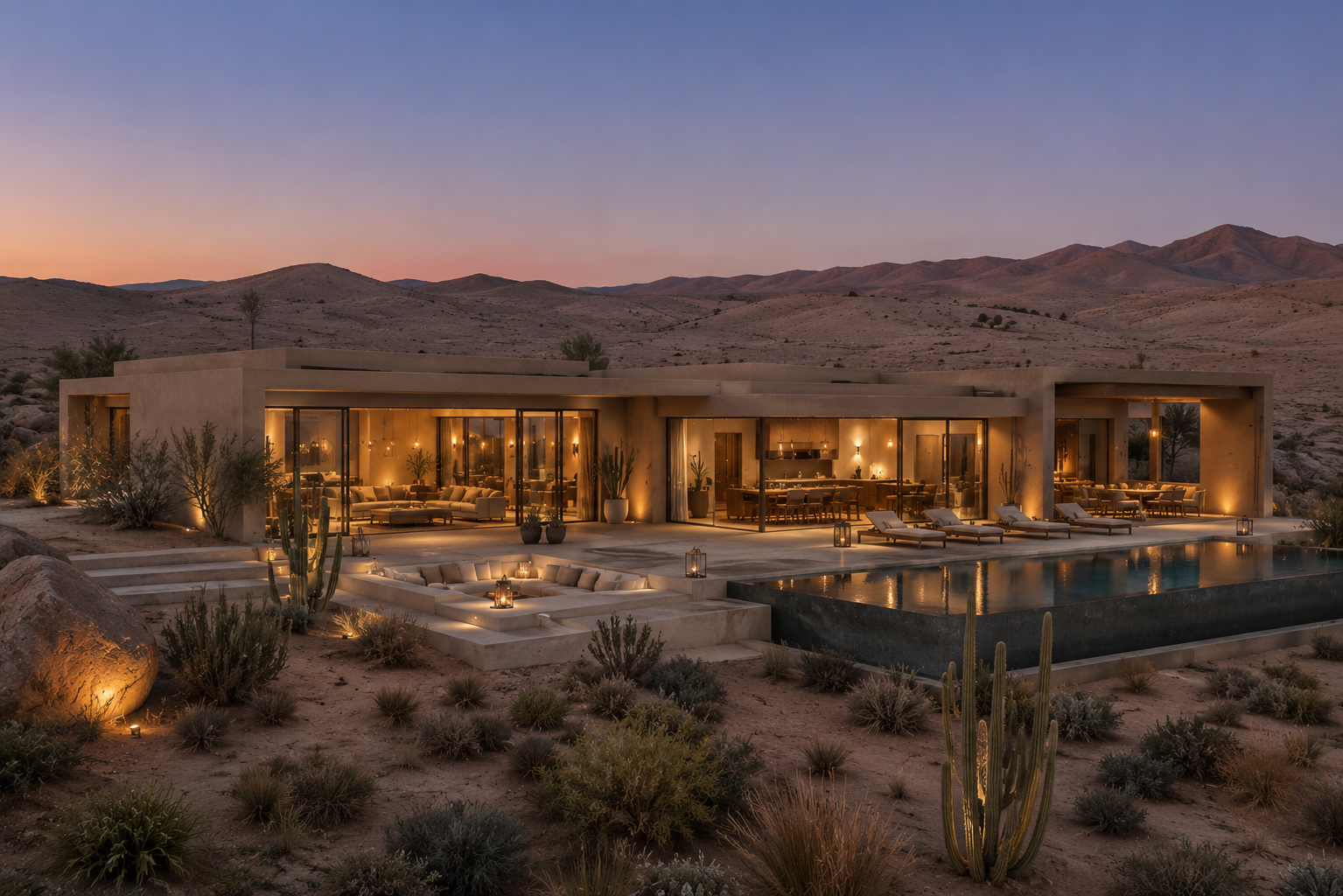 Luxury villas in Marrakech on the Ouarzazate Road — desert-edge estates